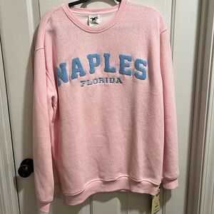Pacifica Pink Sweater with Blue Lettering